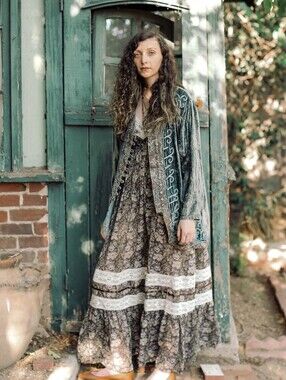 Vintage Jonathan Logan Floral Maxi Dress In Brown And Cream
